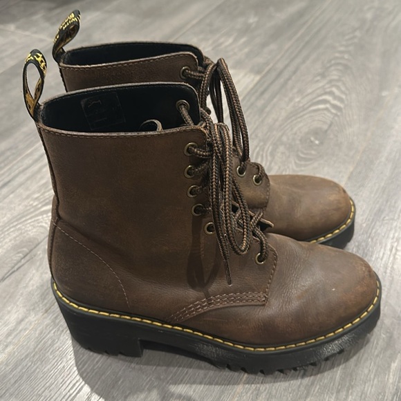 Dr marten discontinued Shriver Hi chunky platform brown leather boots sz 9 - Picture 7 of 11